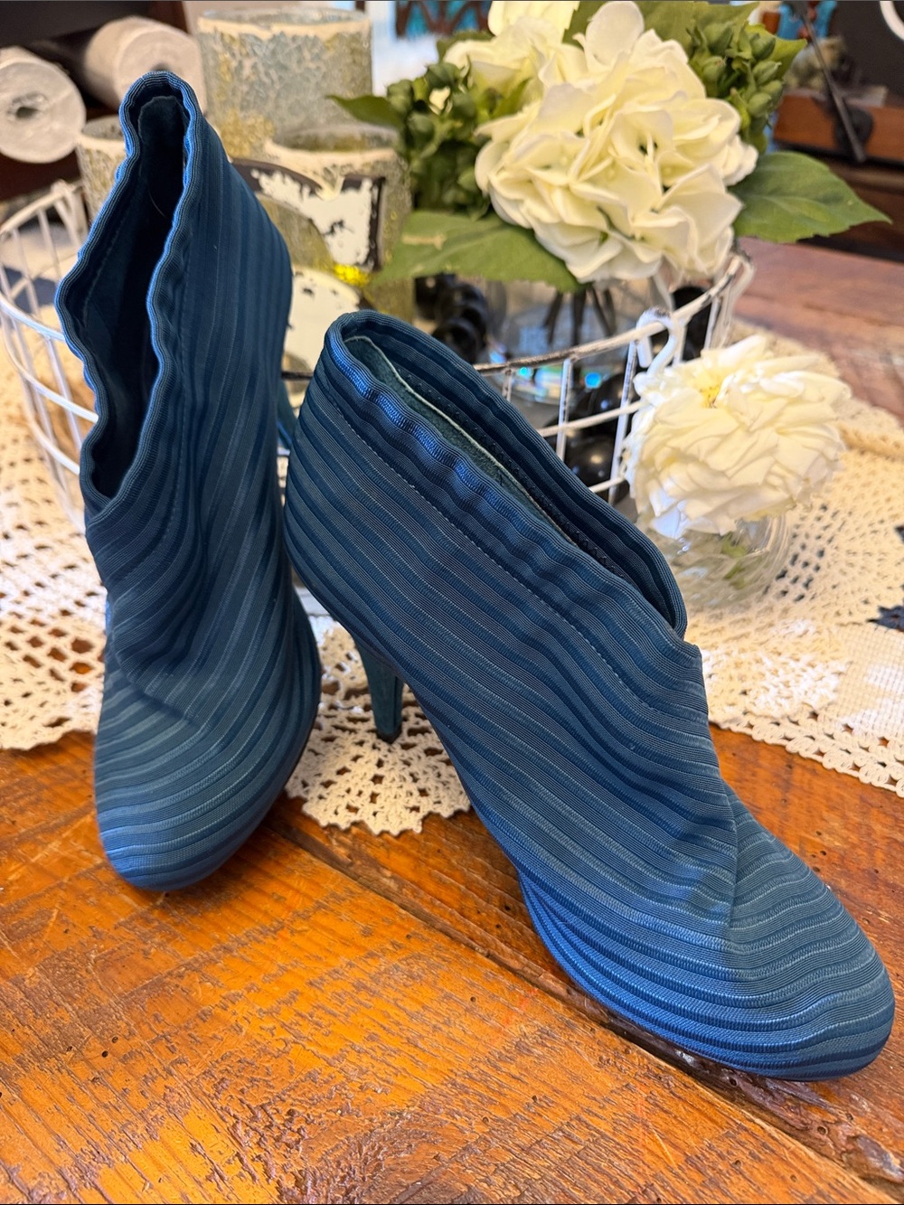 United Nude Striped Blue Ankle Booties